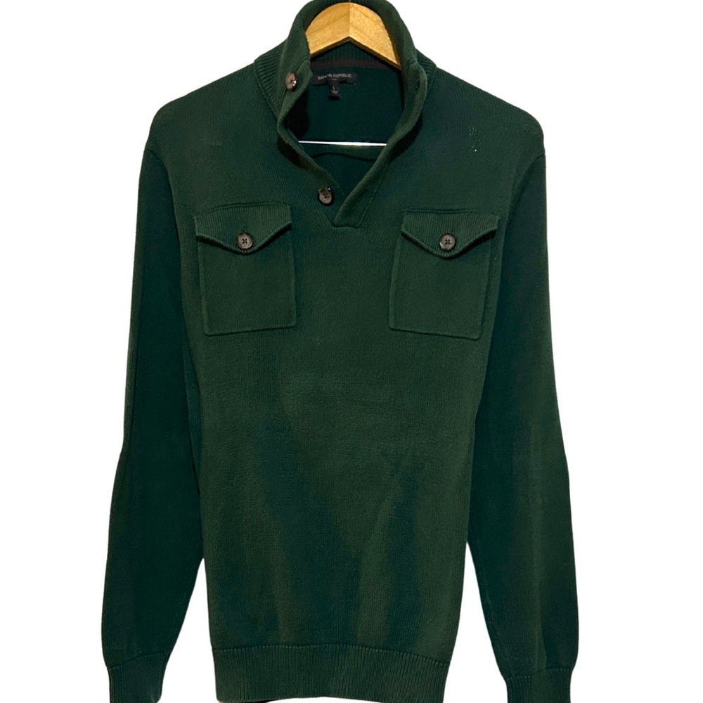 Men's Green Cozy Pocket Sweater by Banana Republic.